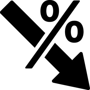 Discount percentage arrow icon for sales and finance