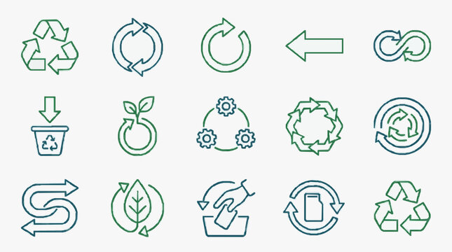 Modern circular economy symbol with three dimensional green recycling arrows in flat design style for sustainability eco friendly campaigns and zero waste initiatives