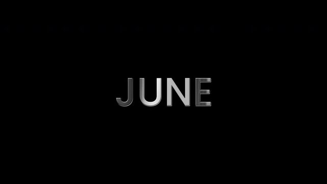 Silver Metallic June Month Text Effect Glossy Animation for Events
