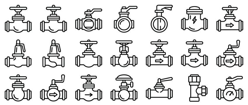 Assorted valves and faucets collection in lineup.