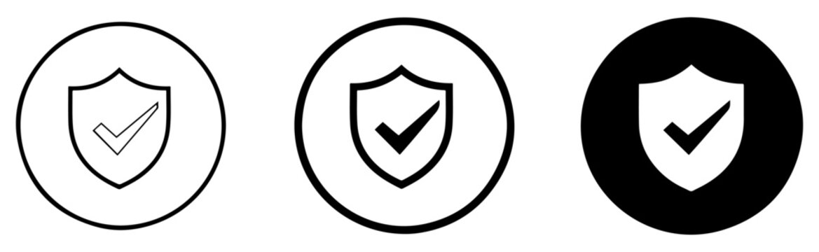 secure shield check icon set