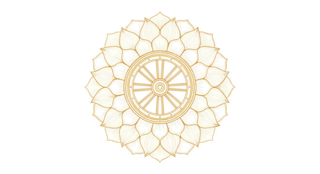 Dharmachakra symbol of Buddhism and Hinduism.