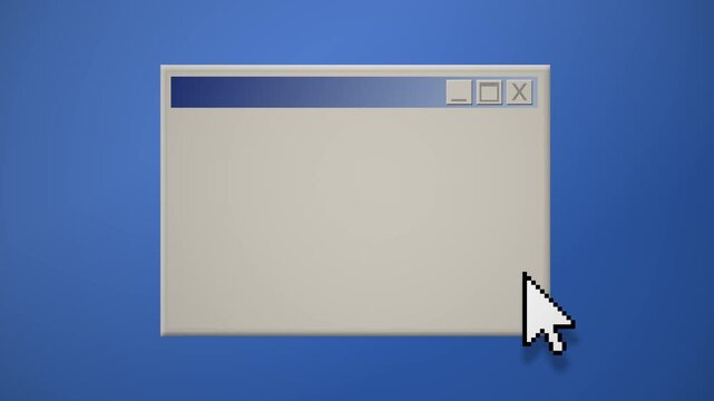 Vintage desktop window showing rows of yellow document folders with a retro cursor, file management and data backup theme for corporate and tech marketing