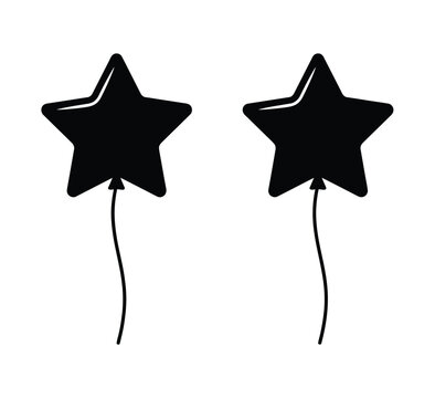 Black star shaped balloons on strings Vector