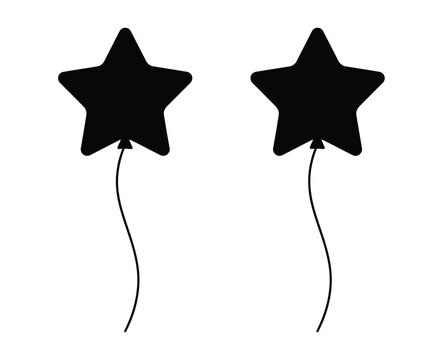 Black star shaped balloons with strings Vector