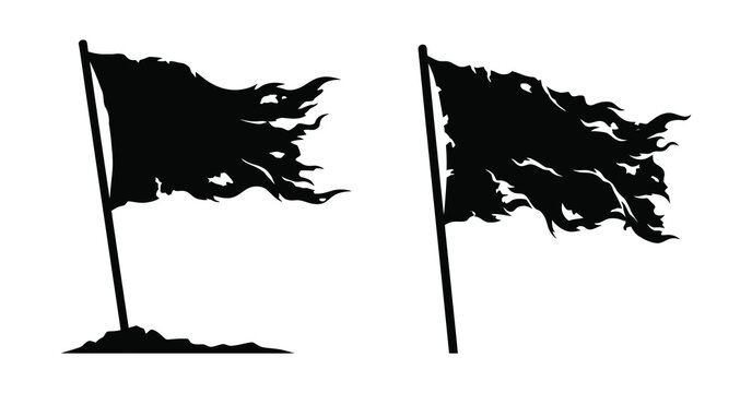 Black flags waving on poles Vector