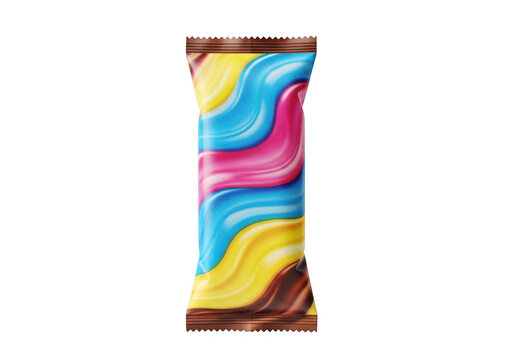 Colorful layered candy bar wrapper