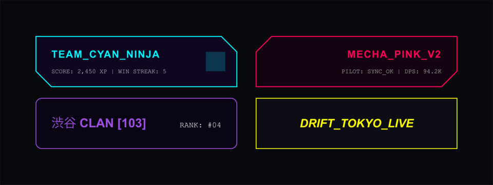Clan ranking and team statistics panels for futuristic multiplayer game display.