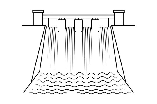 Water dam hydroelectric power plant vector icon for renewable energy and environment theme