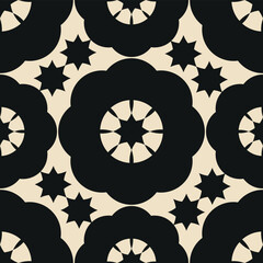 Geometric Flowers Decorative seamless pattern. Repeating background. Tileable wallpaper print. © MalyskaStudio