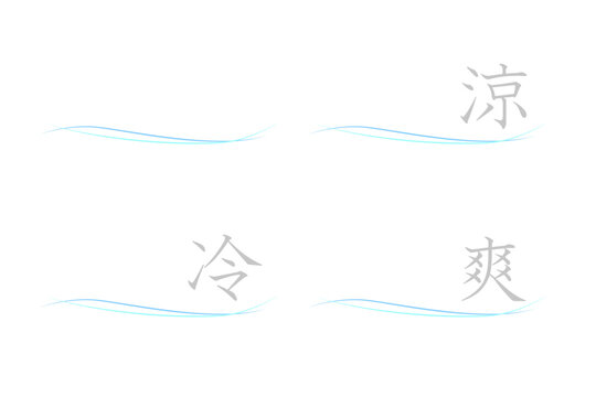夏に涼しさや冷たさや爽やかさを求める際に使える波線と文字の素材