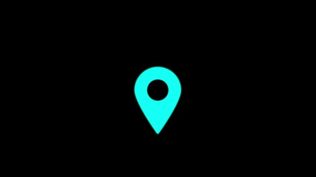 Abstract location pin animation highlighting Canada on dark background, Location map pin pointer on GPS Map tracker animation.4k video