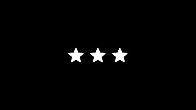  star rating icon animated video, animation video isolated on alpha channel background.  smooth motion graphics 4k animation video