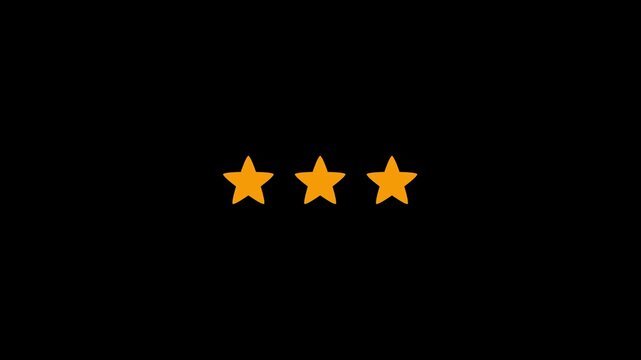  star rating icon animated video, animation video isolated on alpha channel background.  smooth motion graphics 4k animation video