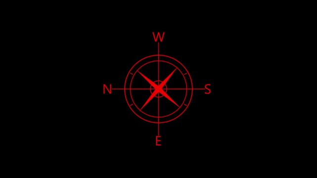 Compass icon animated. Compass line icon on the Alpha Channel. Directional compass icon illustration. 4k video animation