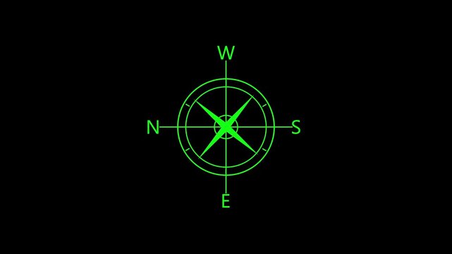 Compass icon animated. Compass line icon on the Alpha Channel. Directional compass icon illustration. 4k video animation