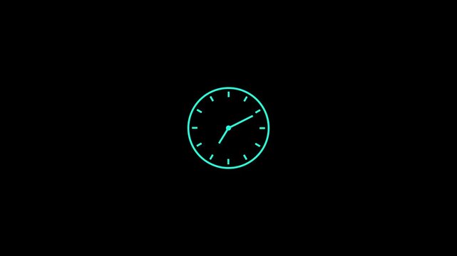  Clock spinning, watch animation on black background with alpha channel. Clock icon flat style 24 hours day fast speed with moving timer clock rotation. 4K ... 