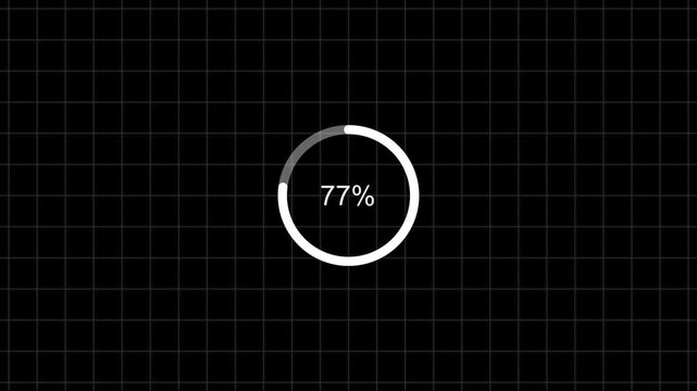Abstract Circle Loading icon animation. finance % loading progress bar loading  for website. 4K Progress Bar Animation.on black background. 100 in the loading ring. Loading Transfer Download animatio 