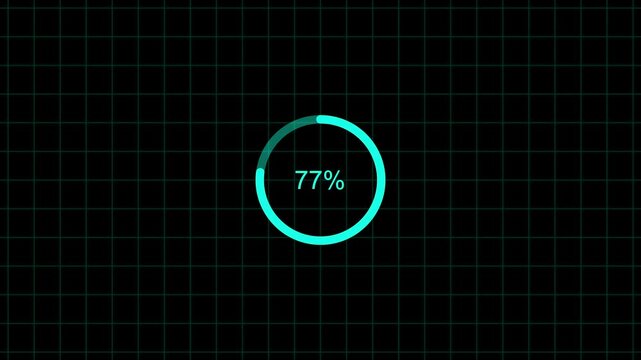Abstract Circle Loading icon animation. finance % loading progress bar loading  for website. 4K Progress Bar Animation.on black background. 100 in the loading ring. Loading Transfer Download animatio 