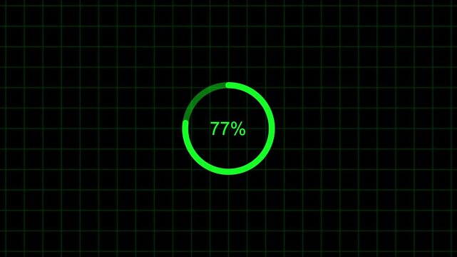 Abstract Circle Loading icon animation. finance % loading progress bar loading  for website. 4K Progress Bar Animation.on black background. 100 in the loading ring. Loading Transfer Download animatio 
