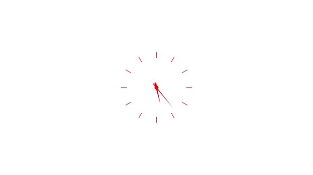 Clock spinning, watch animation on white background digital clock icon animation  icon flat style 24 hours day and night fast speed with moving timer clock rotation.