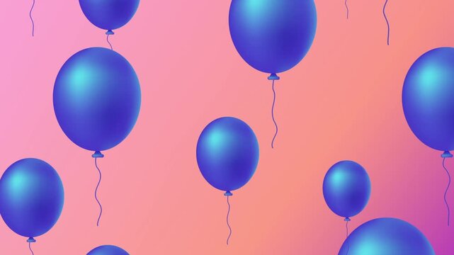 ballon fling animation in the sky, bg color change, blue ballon