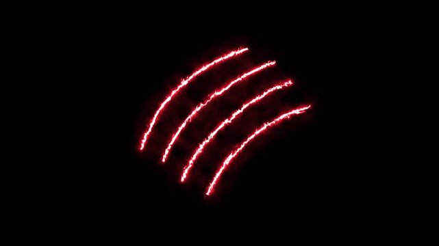 claw effect animated animal scratch effect flaming scratch light effect 4k neon fire scratch looping ,fire slash effect on black background.