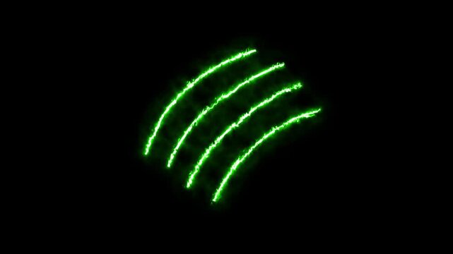 claw effect animated animal scratch effect flaming scratch light effect 4k neon fire scratch looping ,fire slash effect on black background.