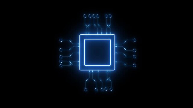 Hacker holding a glowing blue chip symbolizing artificial intelligence in cybercrime, darkweb, and digital technology threat for cybersecurity and malware protection on black background.