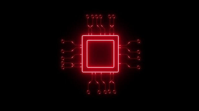Hacker holding a glowing red chip symbolizing artificial intelligence in cybercrime, darkweb, and digital technology threat for cybersecurity and malware protection on black background.