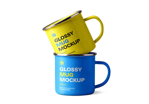 Glossy Enamel Mug Mockup Set