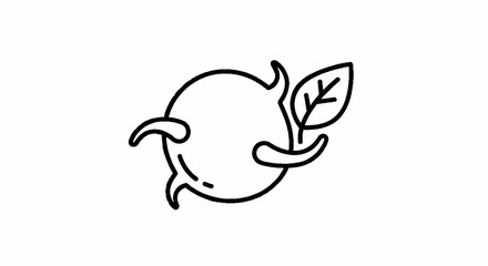 Naklejka premium A minimalist line drawing of a smiling face holding a leaf, conveying eco-friendliness and nature via RJ Whisk Auto.