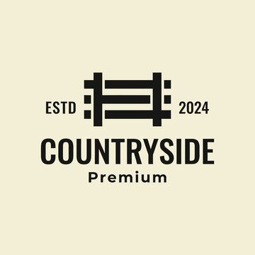 Countryside Premium logo with fence and text on beige background icon
