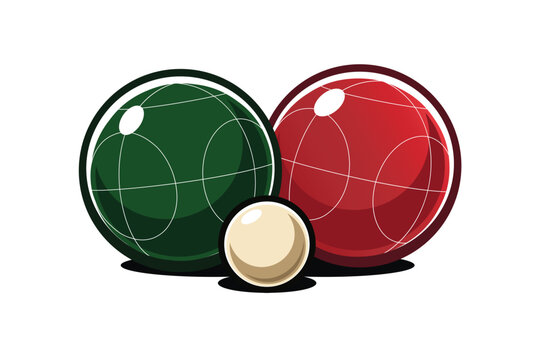Illustration of Bocce Balls in several colors. Vintage outline Bocce and Pallino Balls Sports Themes