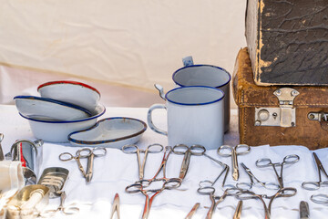 Obraz premium Surgery table on a Second world war field hospital historic reenactment