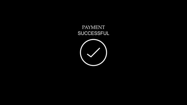 Text payment successful on green screen, sitting in office chair at desk and successfully done, approved sign black background.