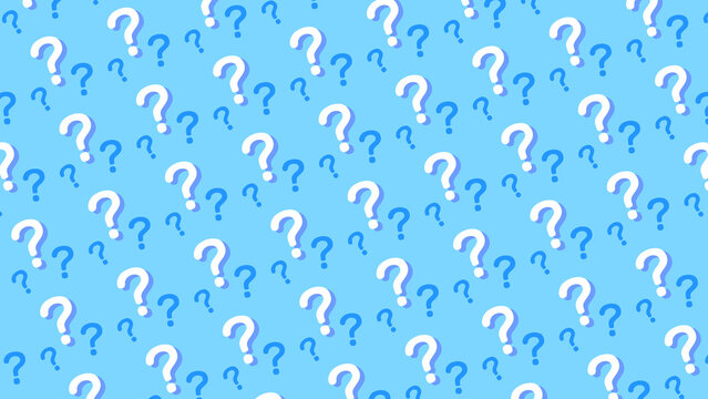 クエスチョンマーク　はてな　パターン　模様　16:9 素材　シンプル　斜め　ポップ　疑問　悩み　Question mark on a blue background, seamless pattern.