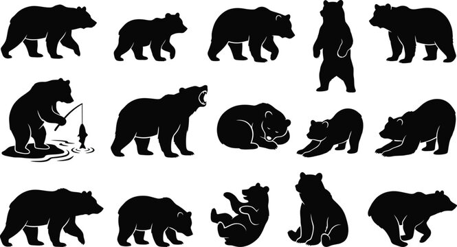 Black silhouettes of various animals walking on a white background, elephant