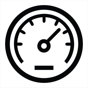 Simple speedometer icon with needle indicating moderate speed against a clean white background