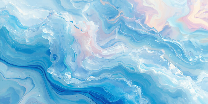 Abstract Blue Water Background with Ice Texture and Frozen Wave Pattern Design