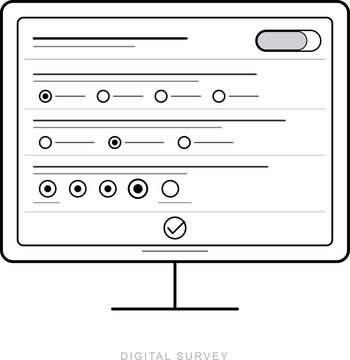 Computer screen displaying online survey form with radio buttons and toggle