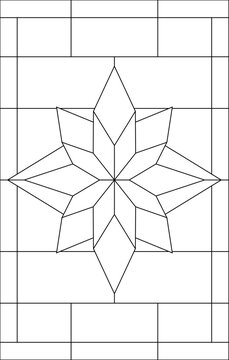 "Luxury modern geometric star motif for stained glass, vector line art for interior design and laser cutting. Decorative crystalline star pattern template for plotter."