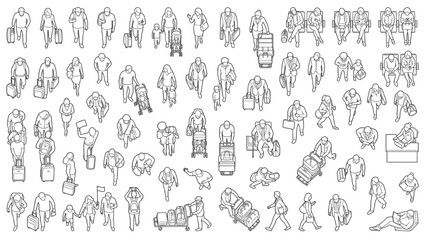 Obraz premium Top View Airport Travelers Collection Architectural Human CAD Library
