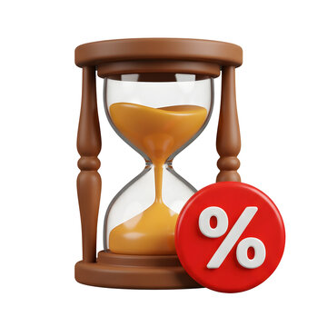Cartoon Hourglass with Percentage Sign