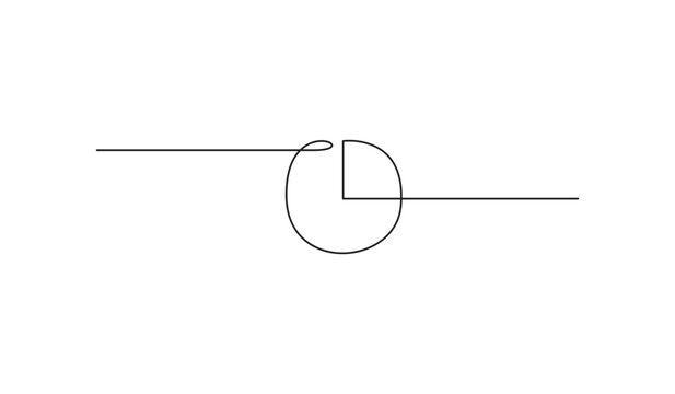 Continuous one line drawing of a clock icon or progress meter