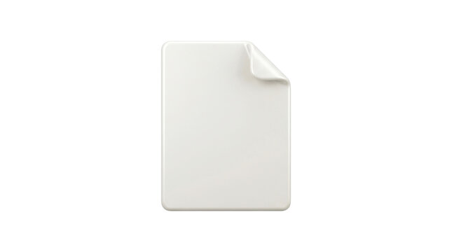 A blank white document with a slightly curled corner, isolated on a clean white background, representing a fresh start or empty space.
