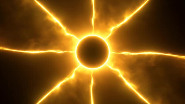 Abstract orange glow with radiating energy lines.