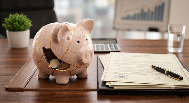  Piggy bank and calendar with marked dates symbolizing personal debt restructuring and payment rescheduling.
