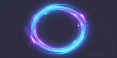 Abstract Glowing Circles in Space with Blue Planetary Light Background © Robia