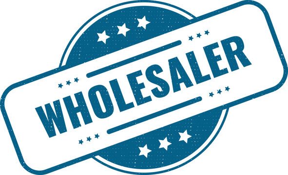 A blue grunge rubber stamp with the text wholesaler written in center for business communication